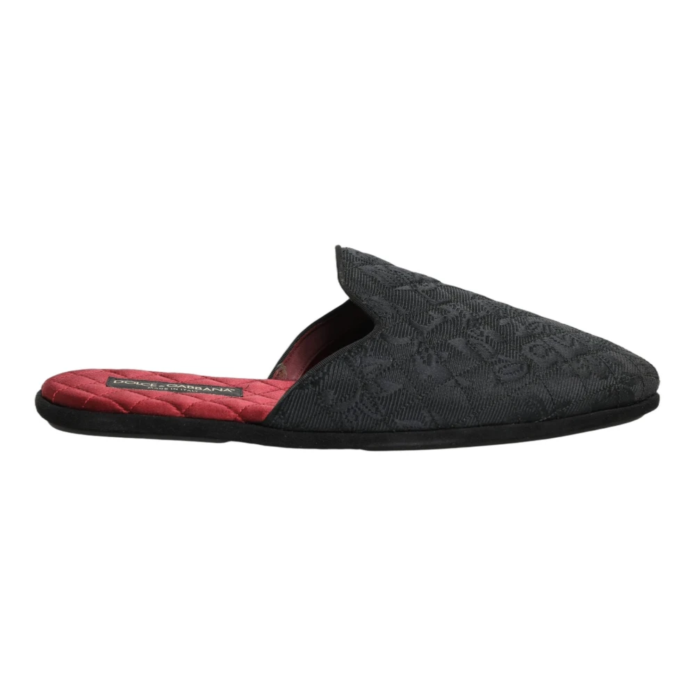 Dolce & Gabbana Men's Black Slippers, 10 Uk, Floral Brocade Slides