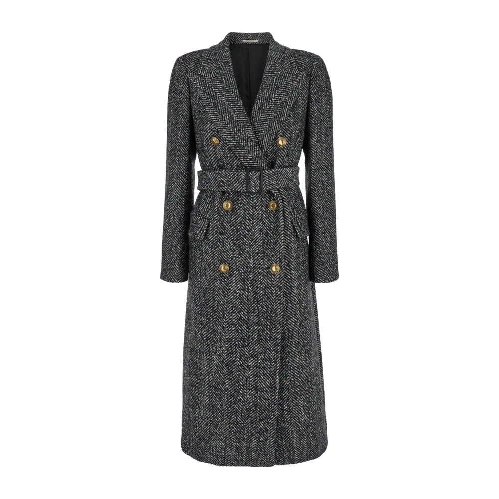 Tagliatore Dubbelrijige Zwart & Witte Wollen Jas Gray Dames
