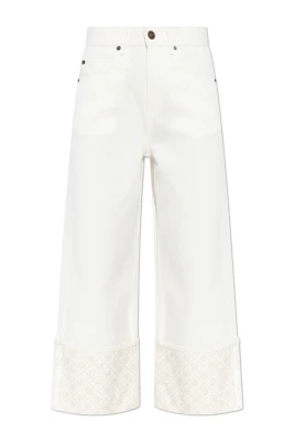 Contrast-Cuff Straight-Leg Jeans