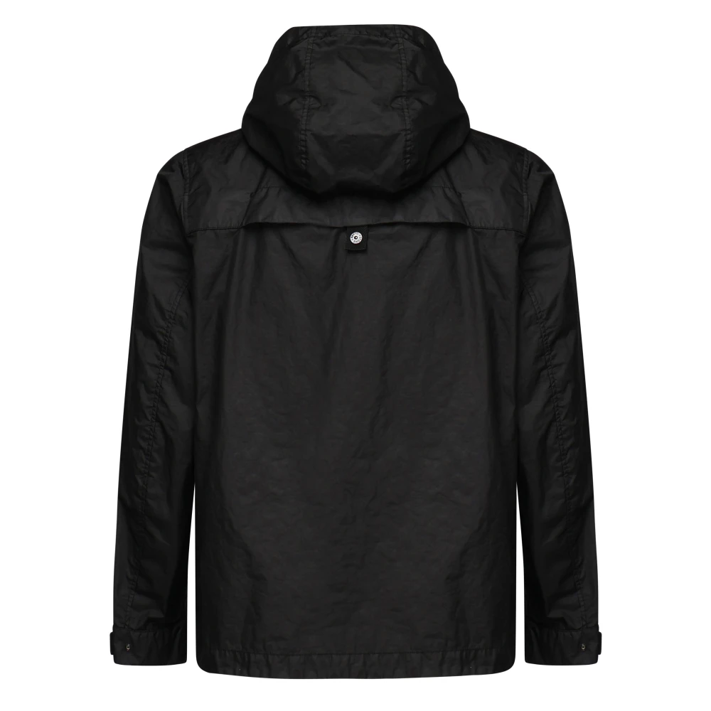Stone Island Zwarte Jassen met Capuchon en Zakken Black Heren