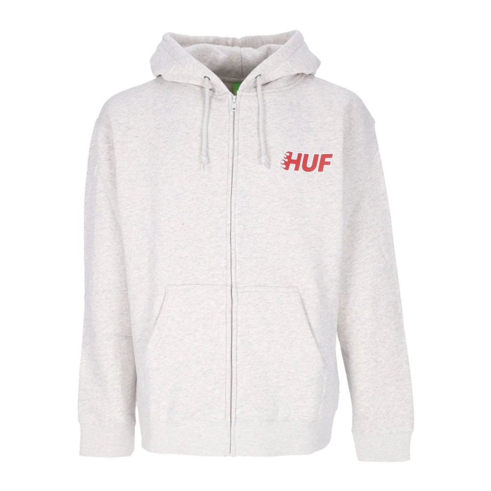 Huf Men's White Zip-Throughs, Xl, Athletic Heather Full Zip Hoodie
