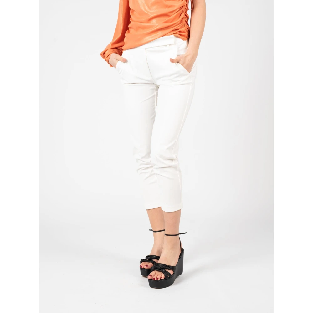 pinko Cropped Trousers White Dames