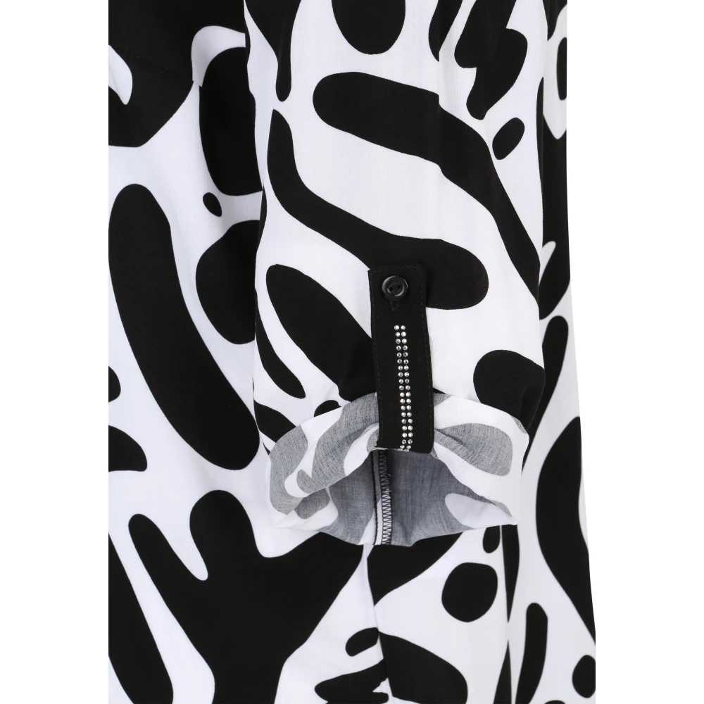 Doris S Blouse met grafische print en strass Black Dames