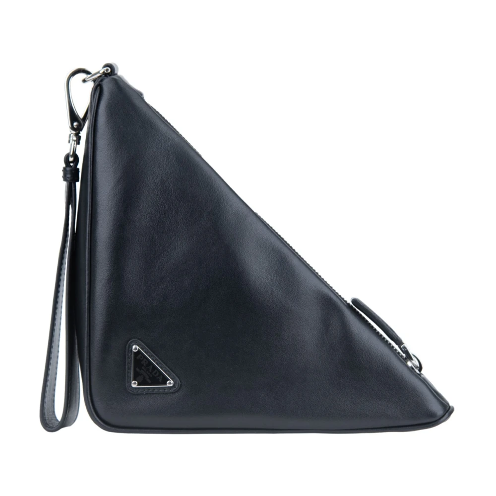 Prada Leren handtas met rits Black Dames