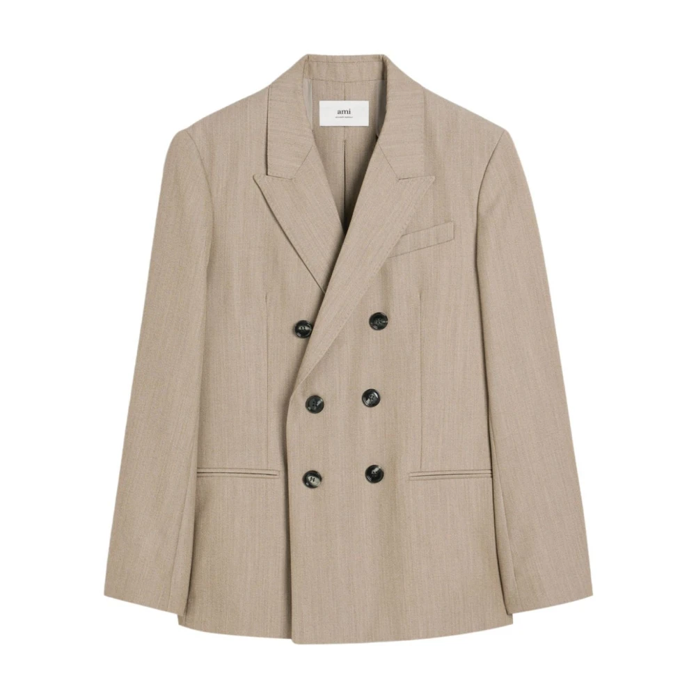 Ami Paris Stijlvol Zwart Splitjasje Beige Dames