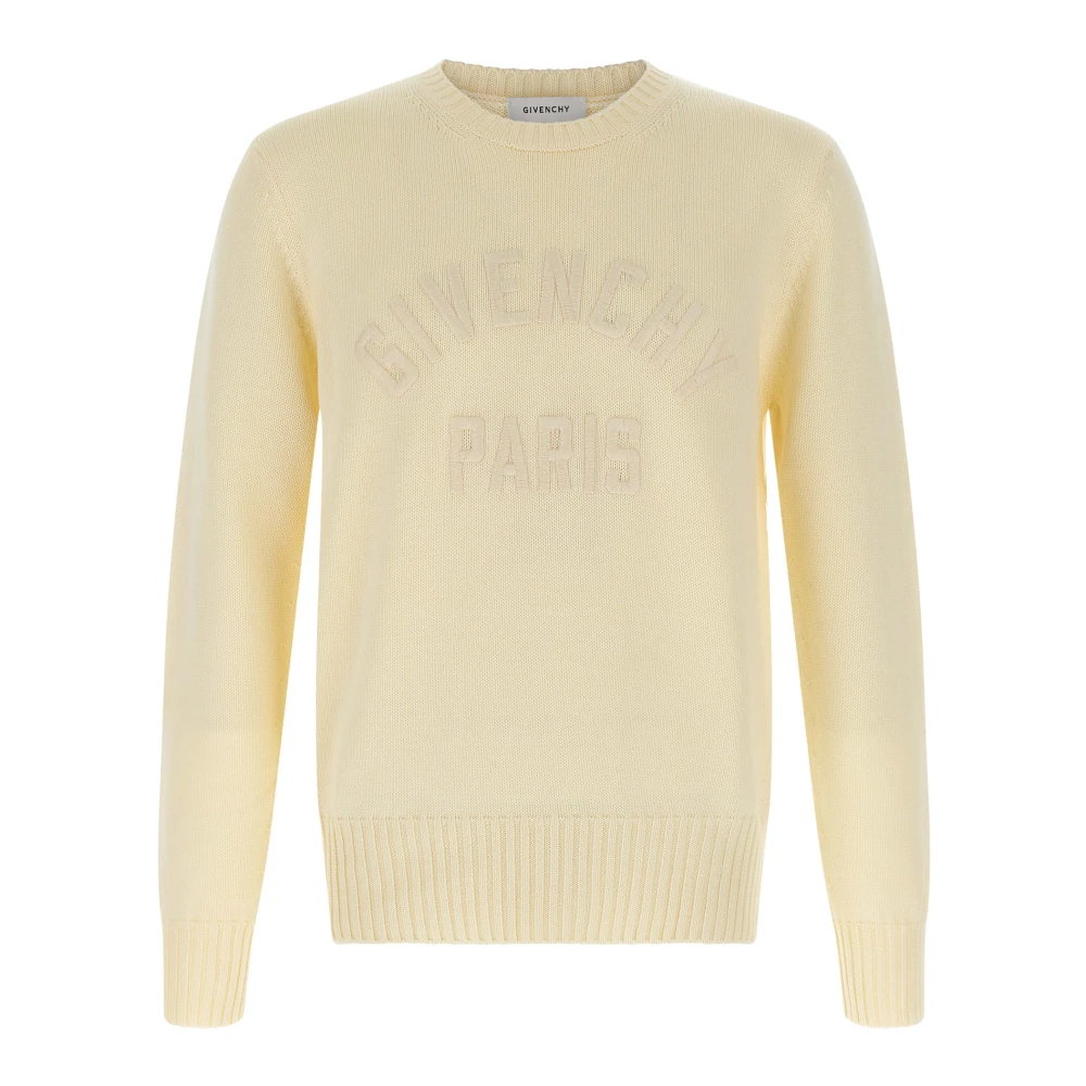 Givenchy Men's Beige Round-Neck Knitwear, M, Cotton Crewneck Jumper