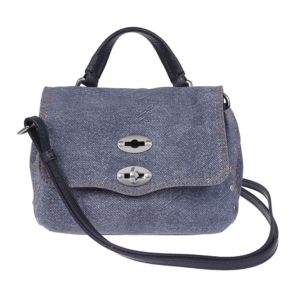 Zanellato Denim Blue Raw Twist Lock Tas Blue Dames