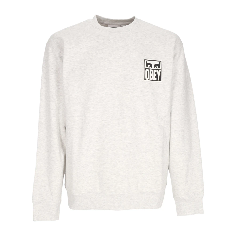 Obey Ikoniska Eyes Crewneck Fleece Sweatshirt White, Herr