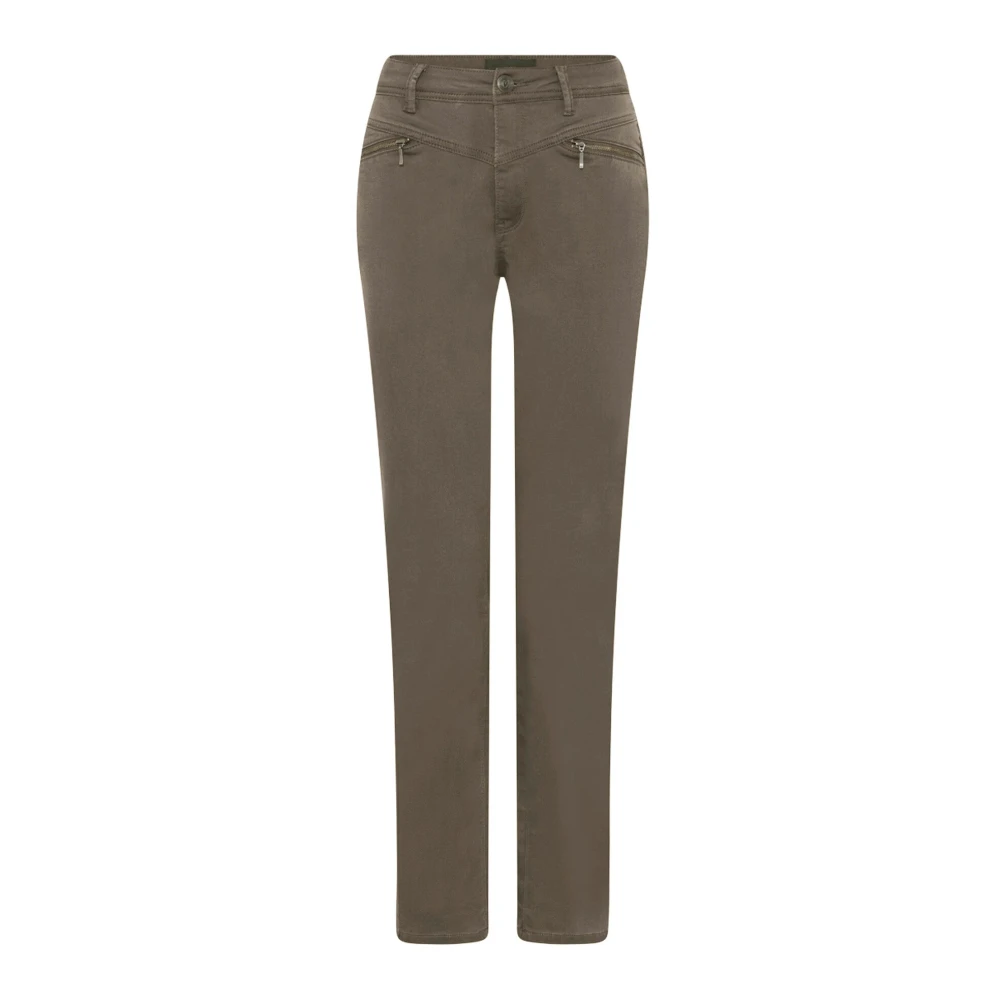 C.ro Women's Brown Taupe Trousers With Zipper Details - Slim-Fit Trousers - 3XL - Trousers