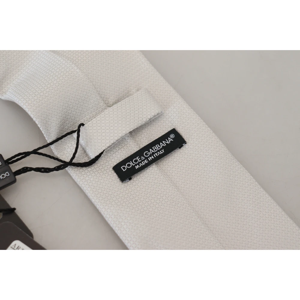 Dolce & Gabbana Luxe Off White Zijden Stropdas Beige Heren
