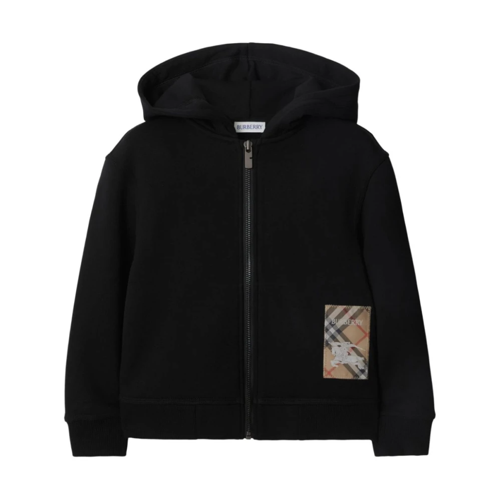 Burberry Men's Black Sweater With Checked Patch