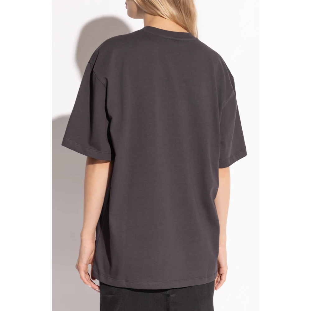 Ganni T-shirt met logo Gray Dames
