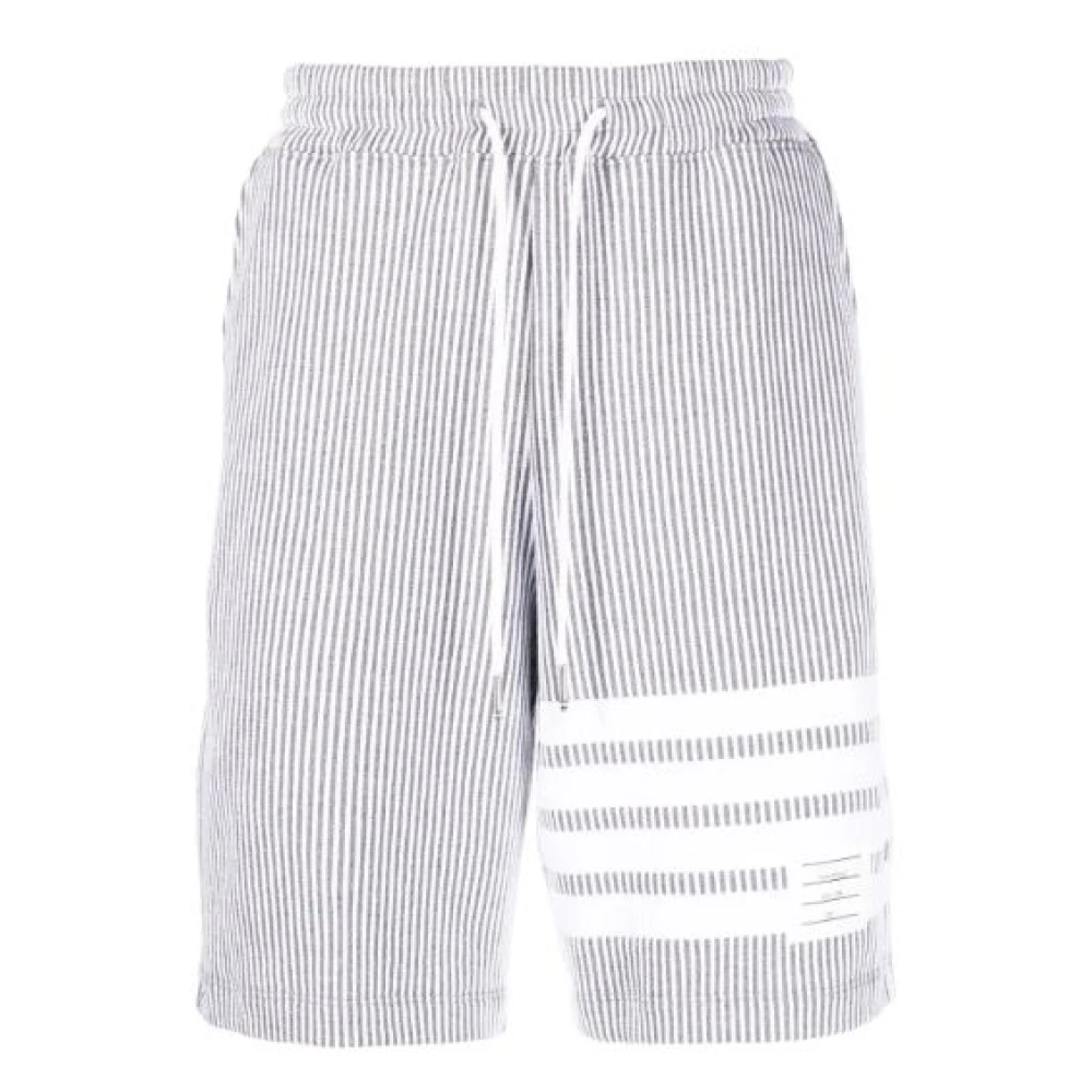 Thom Browne Men's Gray Casual Shorts, S, Striped Bermuda Shorts