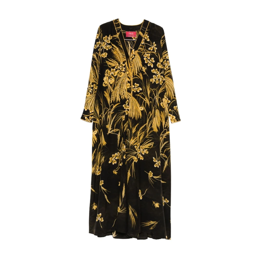 F.r.s For Restless Sleepers Women's Multicolor Yellow Floral V-Neck Dress - Xs - Dresses
