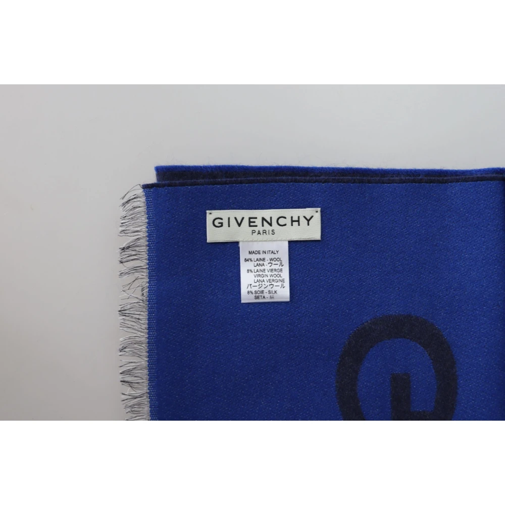 Givenchy Wol-Zijde Sjaal Blue Unisex