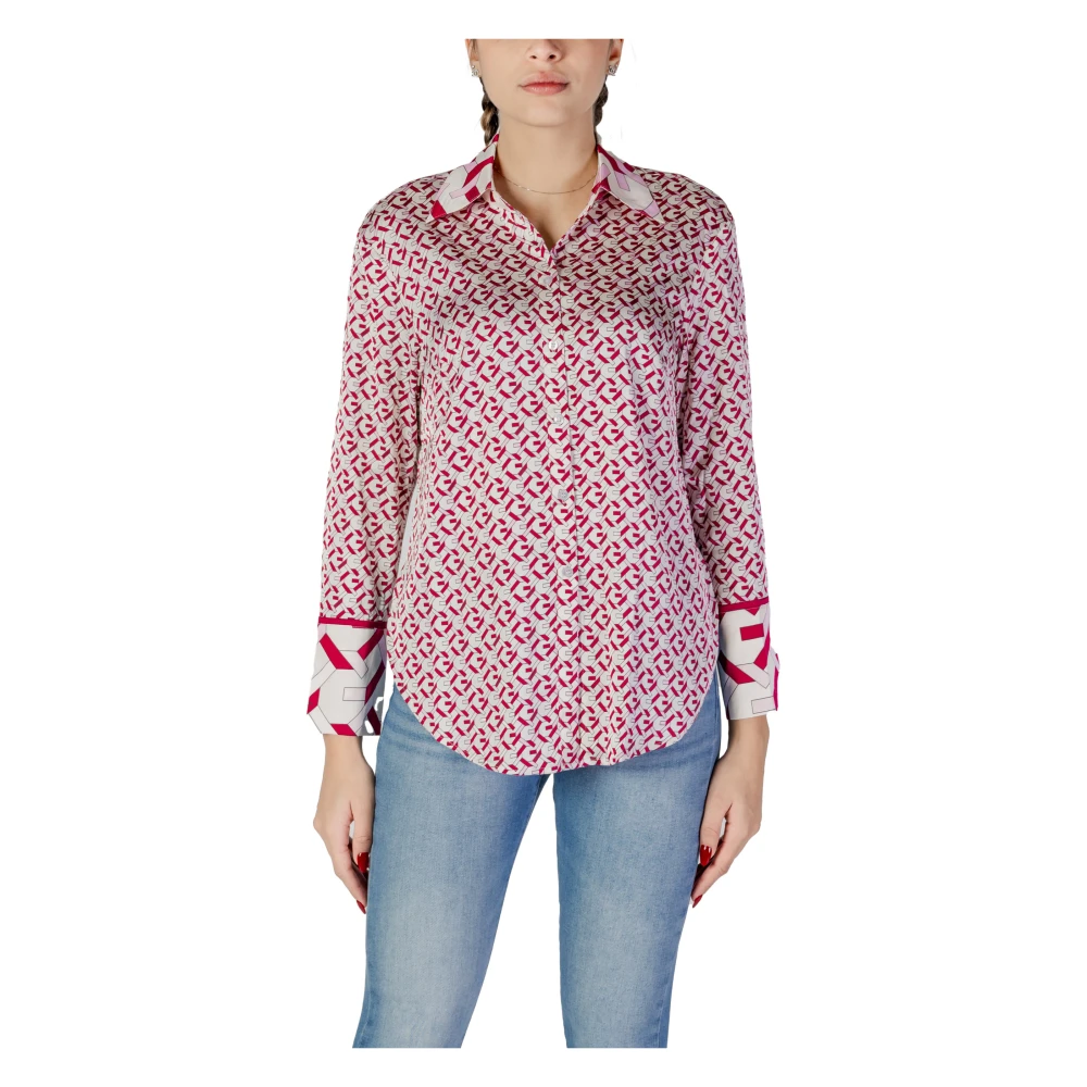 Guess Geometrisch V-hals Shirt Pink Dames