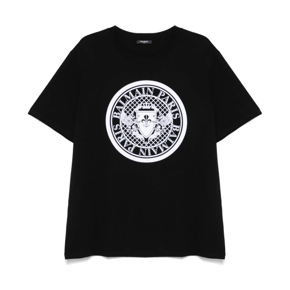 Balmain Velvet Logo T-Shirt Black Heren