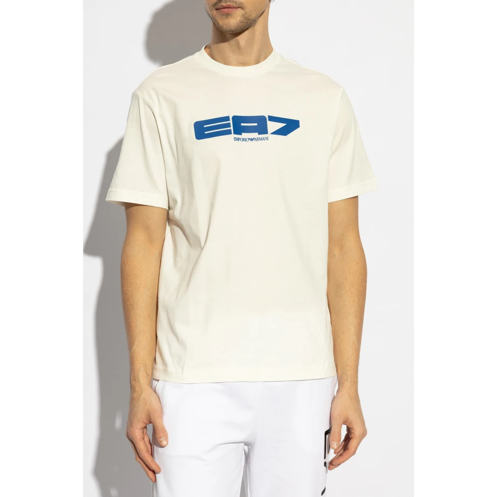 Emporio Armani EA7 T-shirt met logo Beige Heren