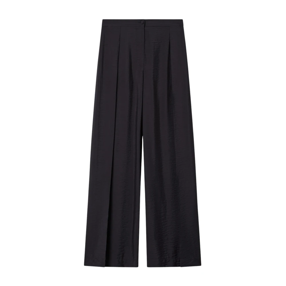 Emporio Armani Women's Black Wide Trousers, 3XL, Wide Trousers In Techno Rayon