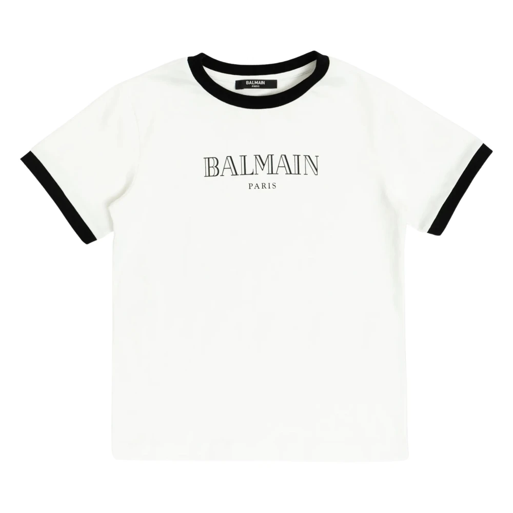 Balmain Boys White Logo T-Shirt - Kids Short Sleeve T-Shirts - 10 Y - Kids