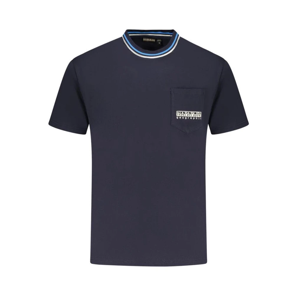 Napapijri Men's Blue Cotton T-Shirt With Embroidery - T-Shirts - M - Tops