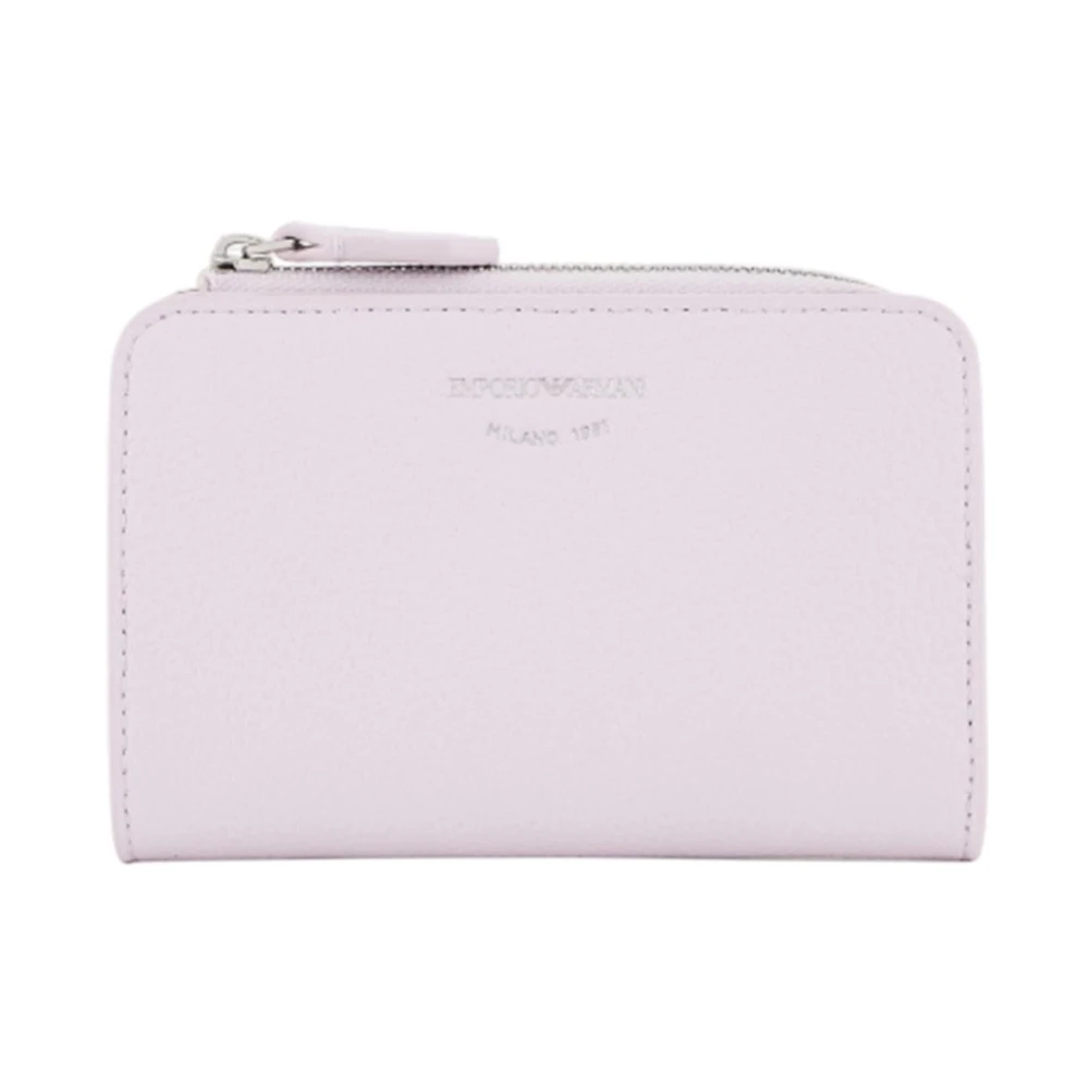 Emporio Armani Leren Portemonnee met Logoprint Pink Dames