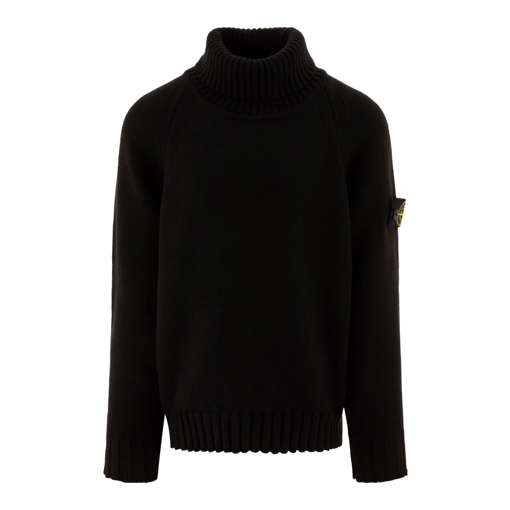 Stone Island Boys Black Knitwear Turtleneck Jumper Aw24 - Kids Knitwear - 6 Y - Kids