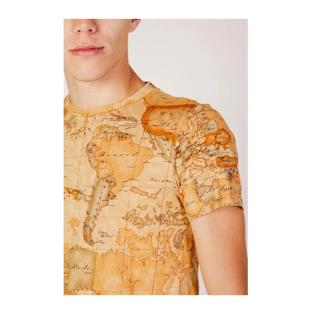 Alviero Martini 1a Classe Katoenmix T-shirt met Elastaan Beige Heren