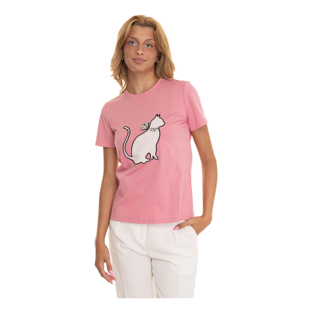 Max Mara Studio Casual Katoenen T-shirt voor Vrouwen Pink Dames