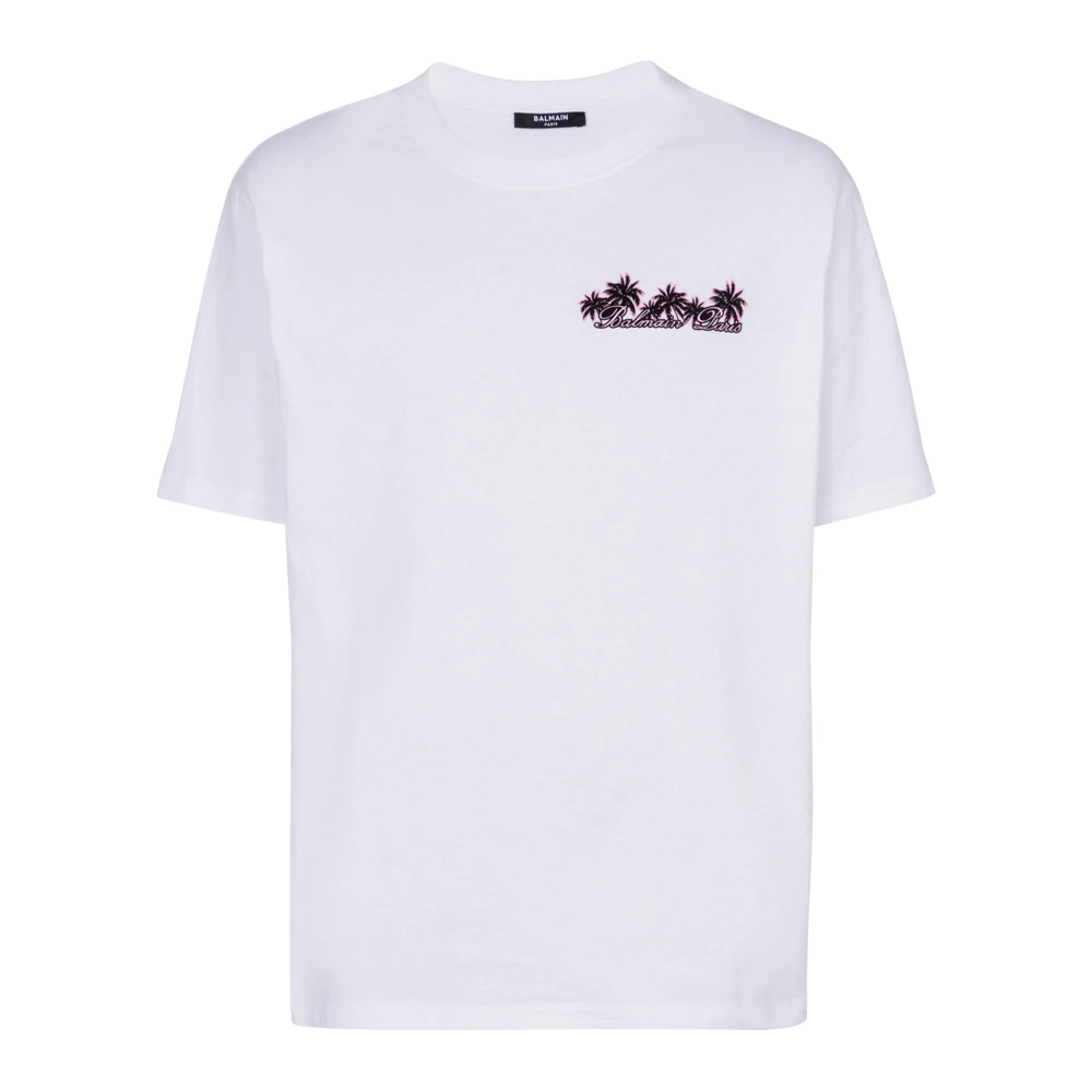 Balmain Club Signature bedrukt T-shirt White Heren