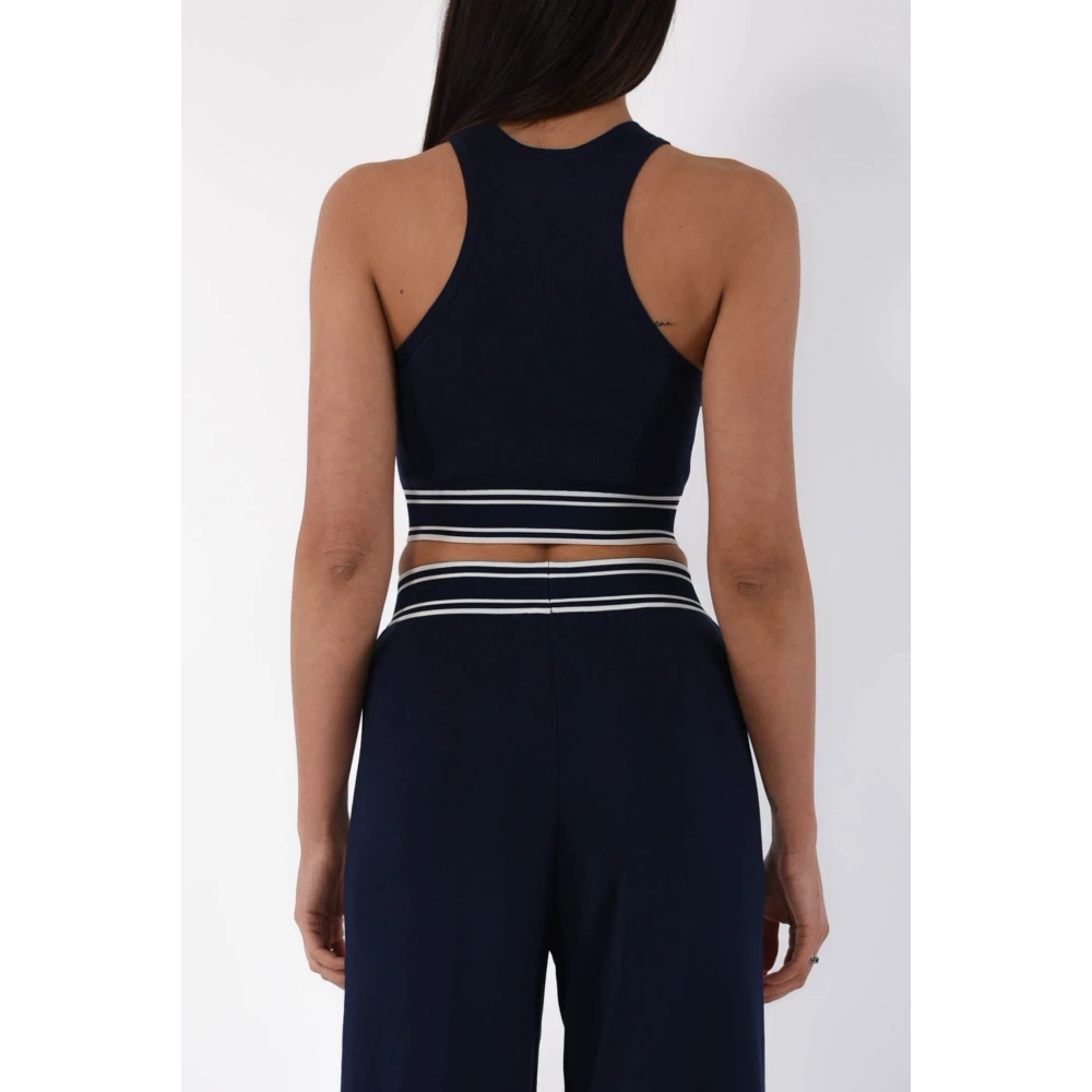 Elisabetta Franchi Cropped top met contrastband Blue Dames