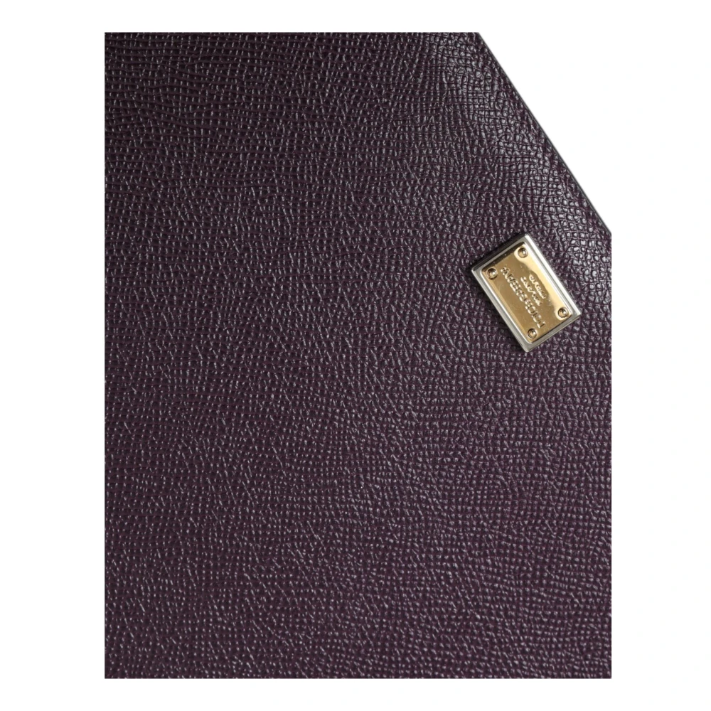 Dolce & Gabbana Logo Plaque Leren Tablet Sleeve Hoes Brown Dames