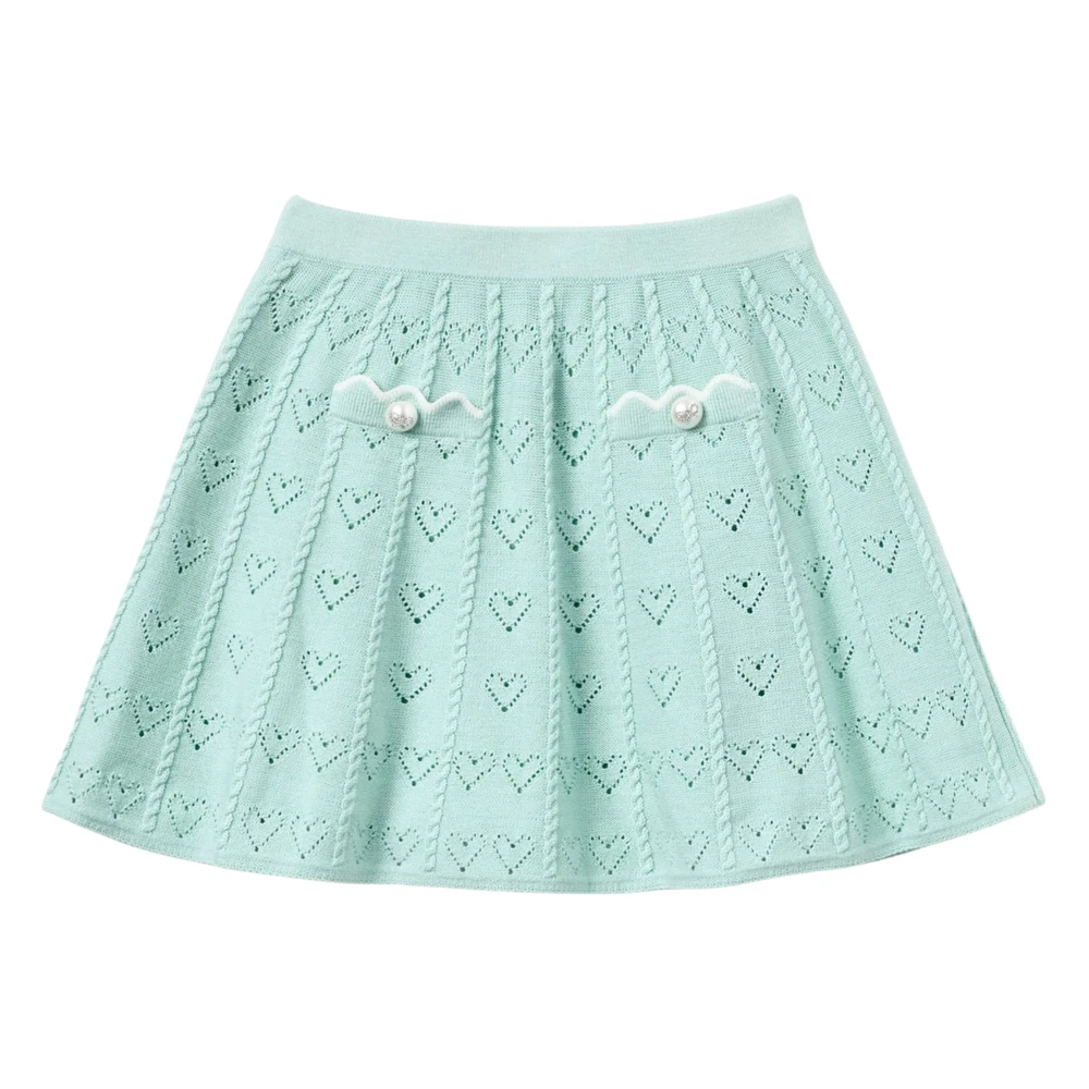 Self Portrait Mini Heart Knit Skirt - Female - Kids Skirts - Green - 8 Y - Kids