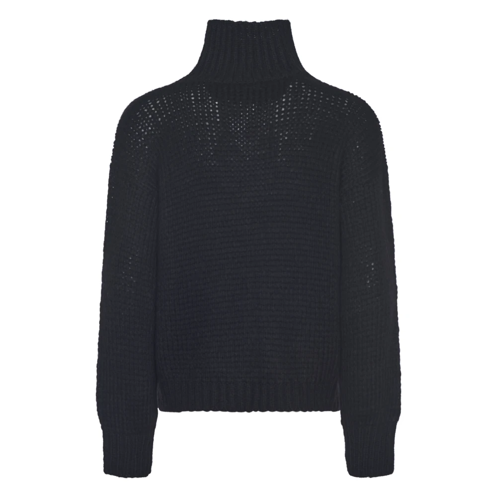 Roberto Collina Zwarte Dolcevita Sweaters Black Dames