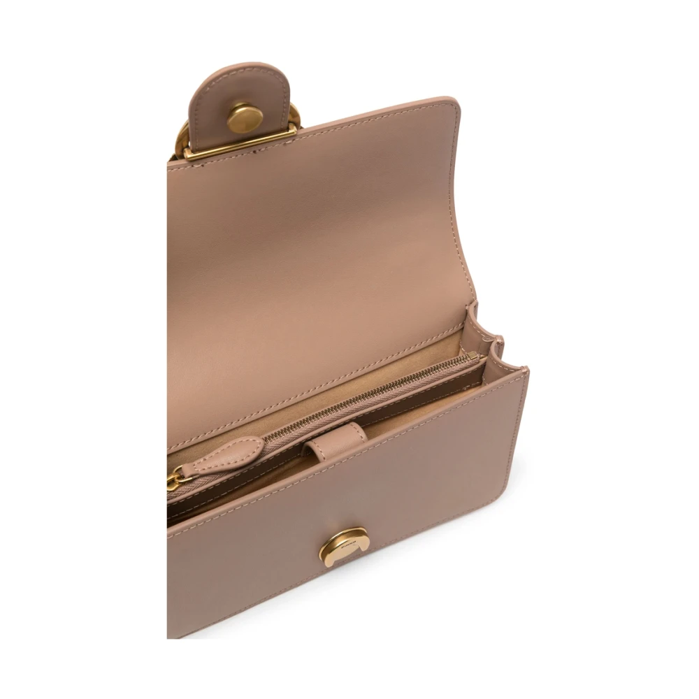 pinko Love Birds Beige Leren Schoudertas Beige Dames