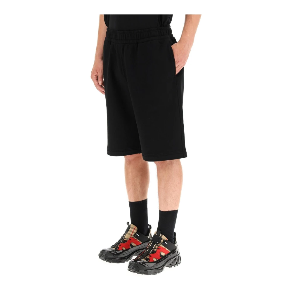 Burberry Zwarte Katoenen Shorts met Elastische Taille Black Heren