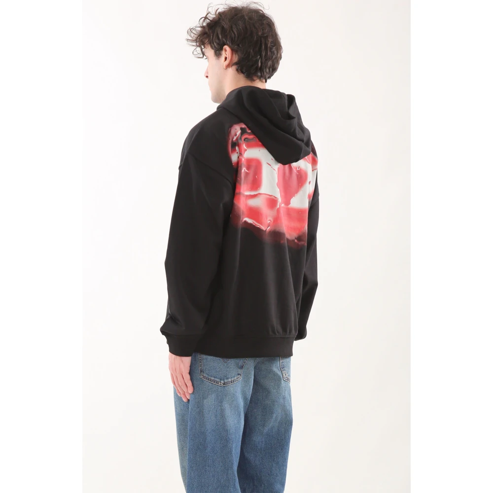 Diesel Achterlogo hoodie in 9XX Black Heren
