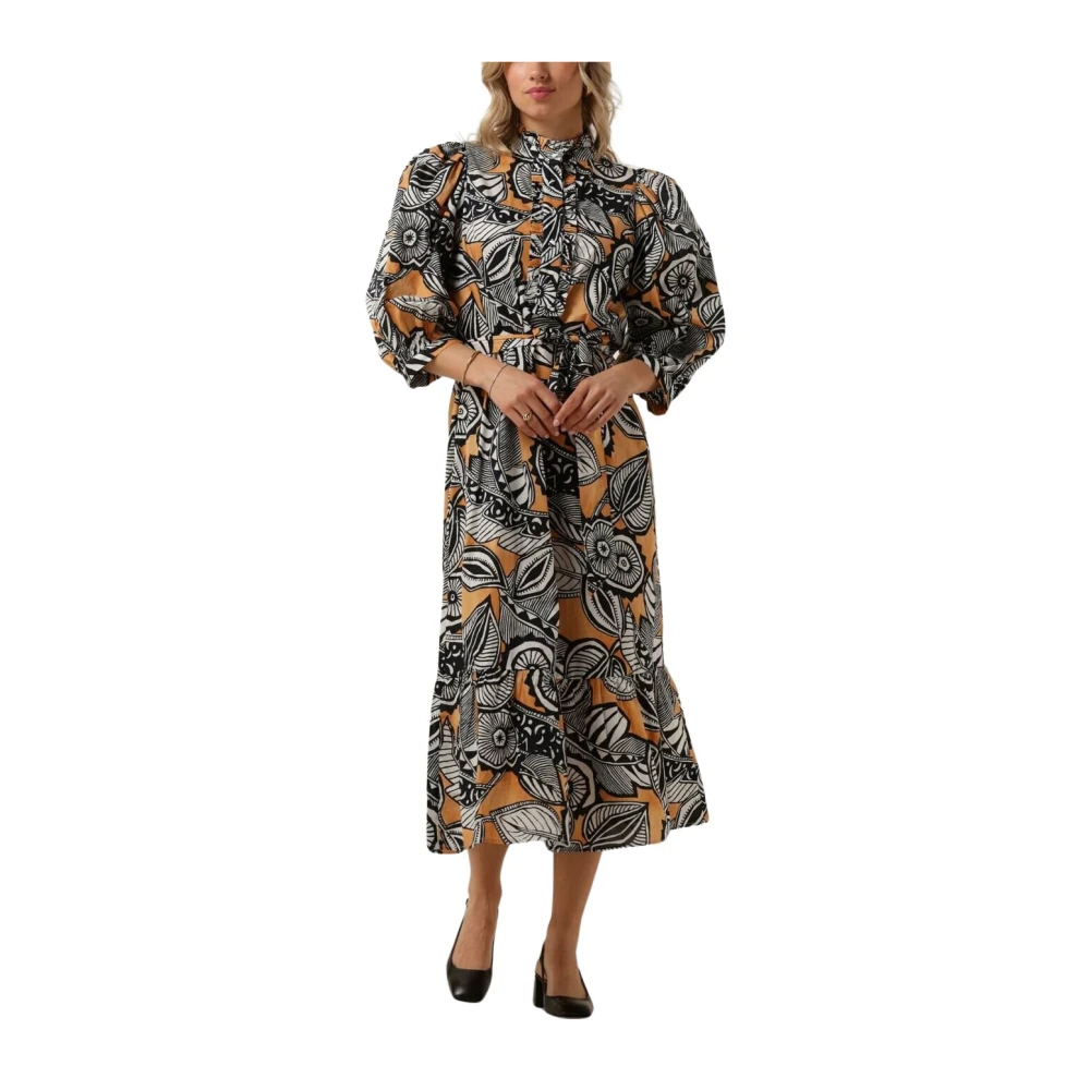 Dea Kudibal Elegante Bruine Midi Jurk Multicolor Dames
