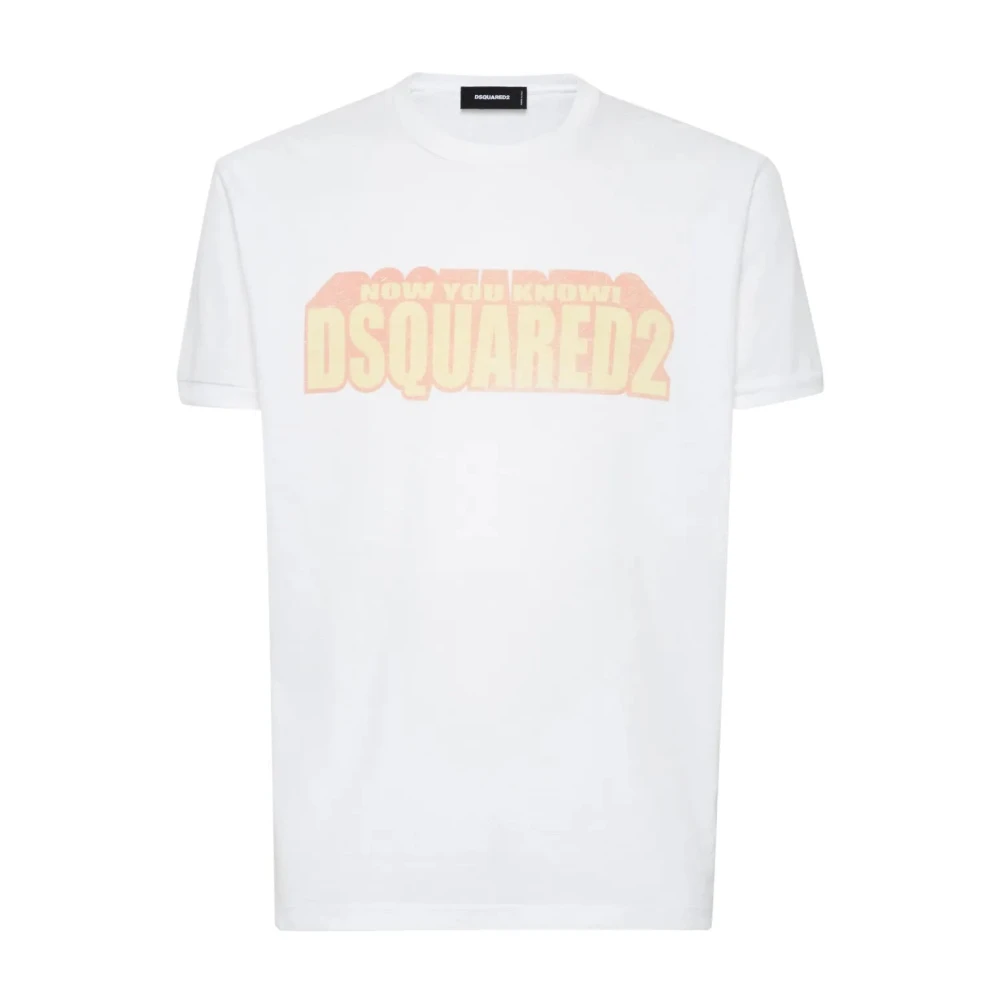 Dsquared2 Men's White T-Shirts, L, Logo Print T-Shirt