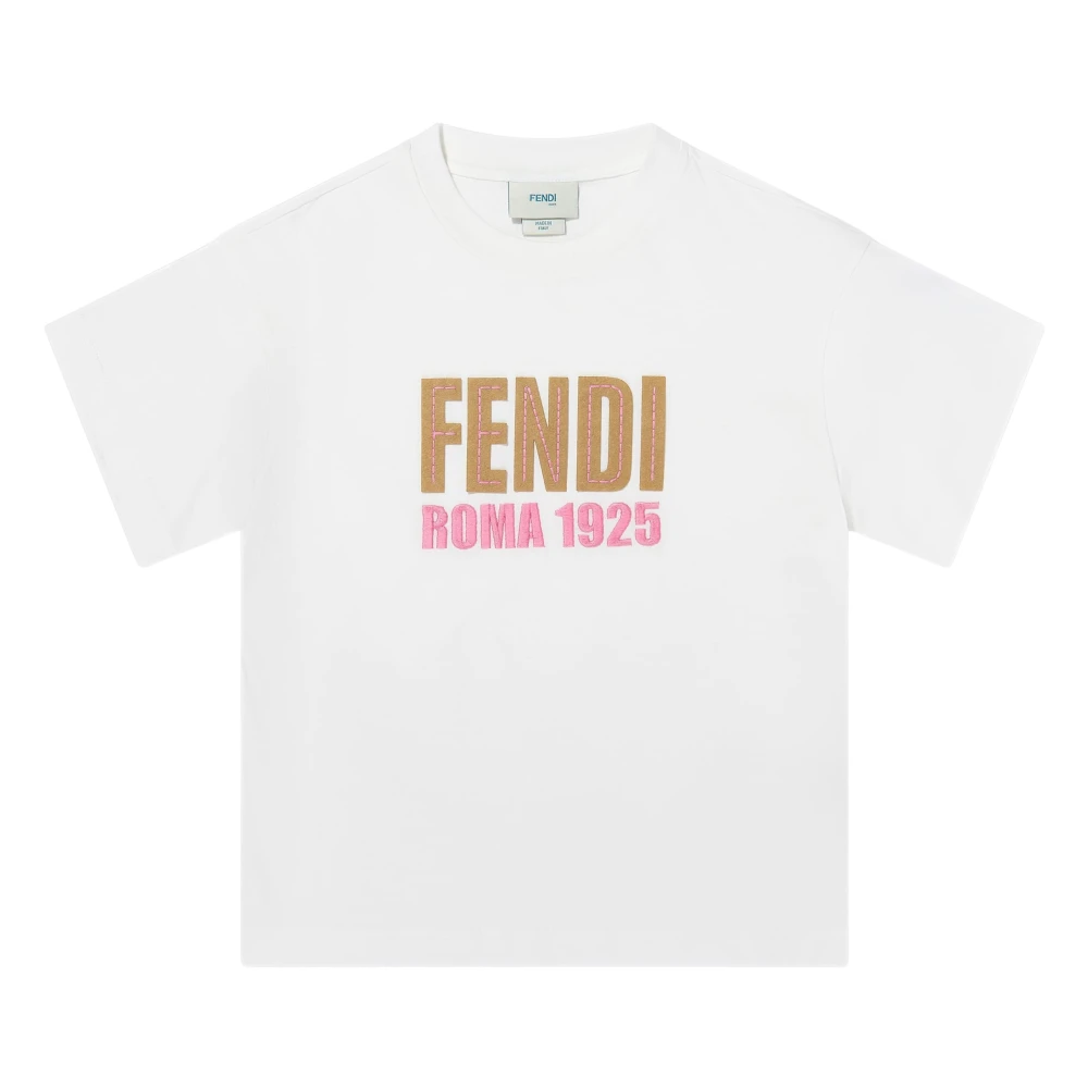 Fendi Girls White Logo T-Shirt - Kids Short Sleeve T-Shirts - 5 Y - Kids