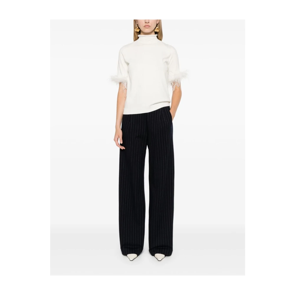 Twinset Truien met verenafwerking en korte mouwen Beige Dames
