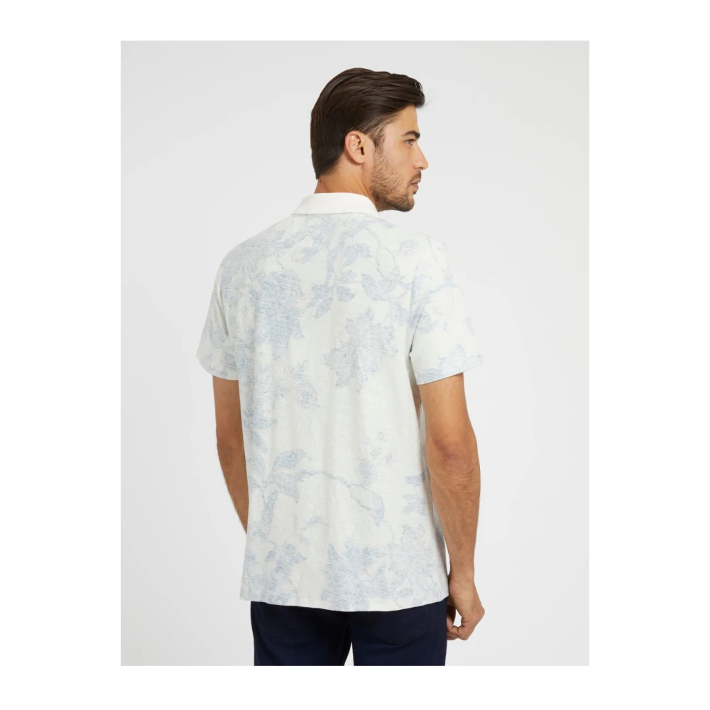Guess Poloshirt met bloemenprint Slim Fit White Heren