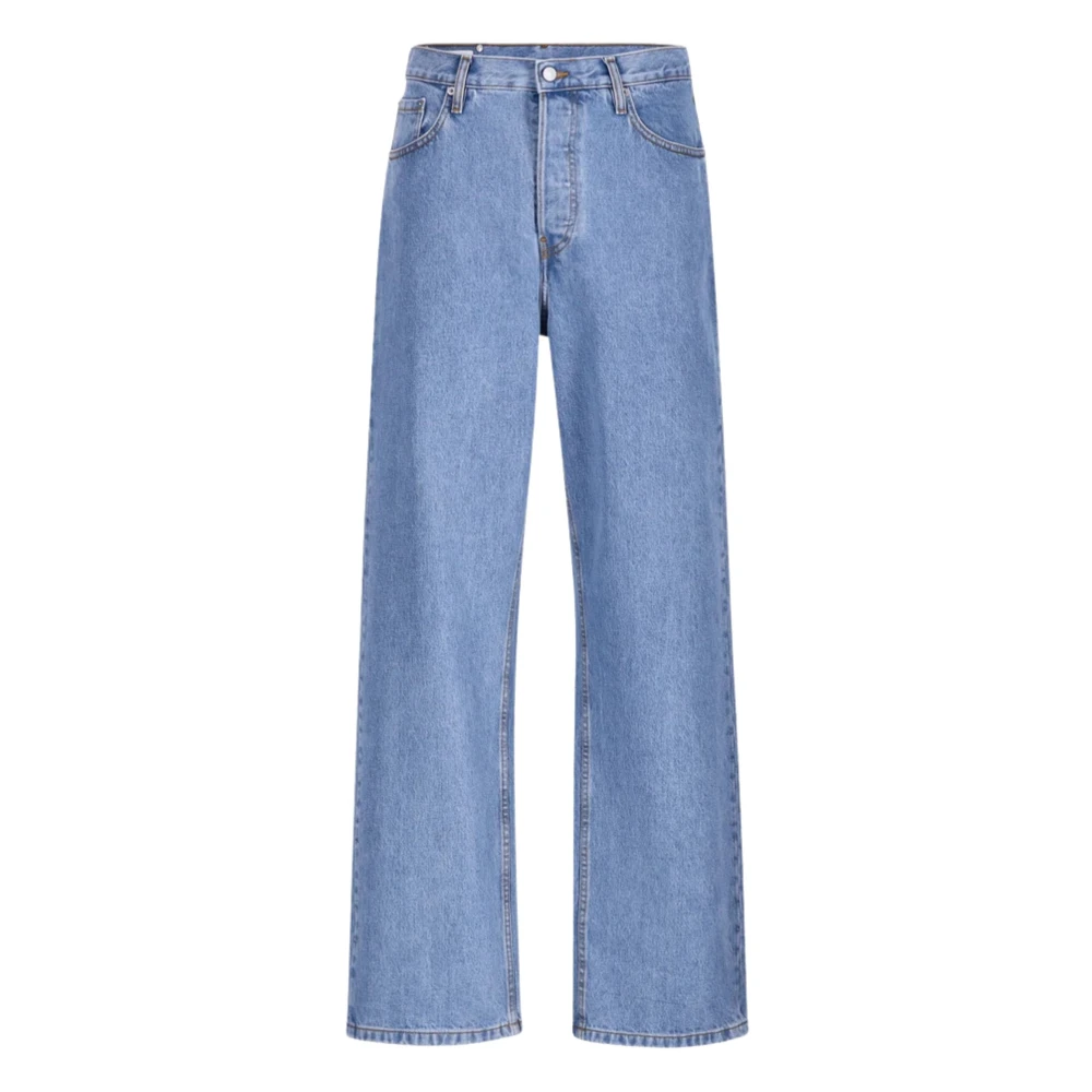 Dries Van Noten Men's Blue Wide Pleated Jeans - Wide Jeans - W32 - Jeans