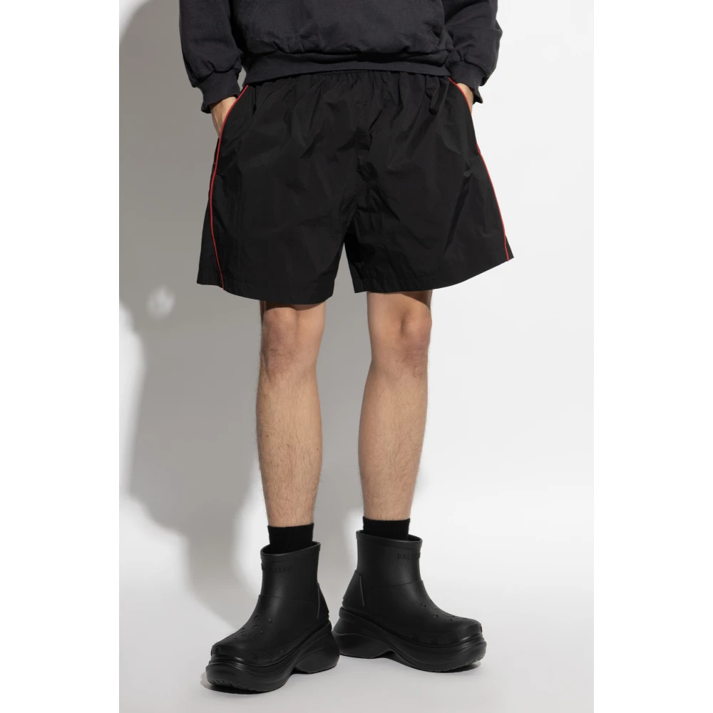 Balenciaga Shorts met geborduurd logo Black Heren