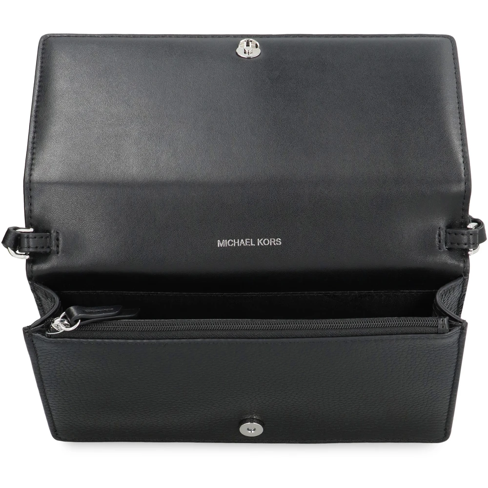 Michael Kors Leren Crossbody Tas met Klep Sluiting Black Dames