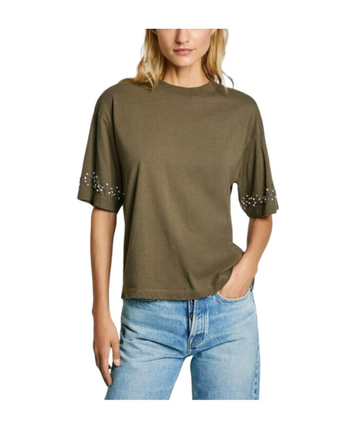 t-shirt-vert-chine-avec-strass