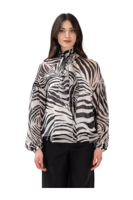 Camicia con sciarpetta zebrata