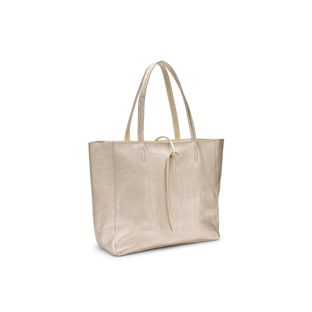 Frau Donna Beige Shopping Bag In Pelle Morbida