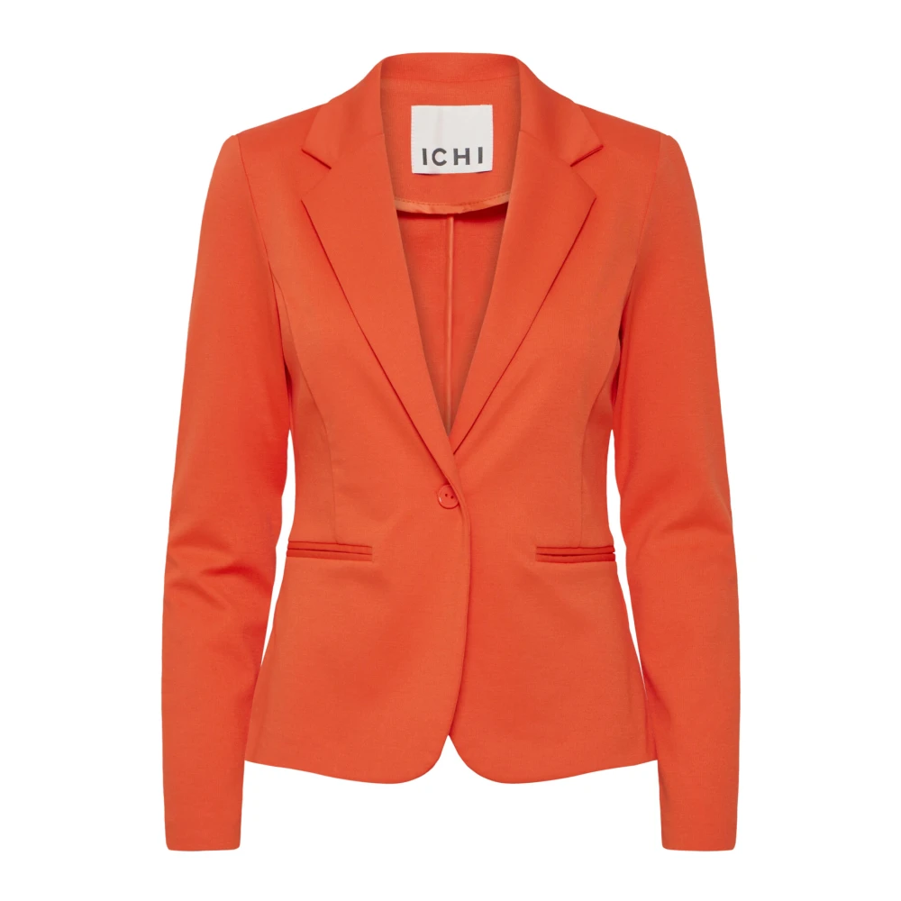 Ichi Women's Orange Blazers, S, Classic Blazer With V-Neck And Collar