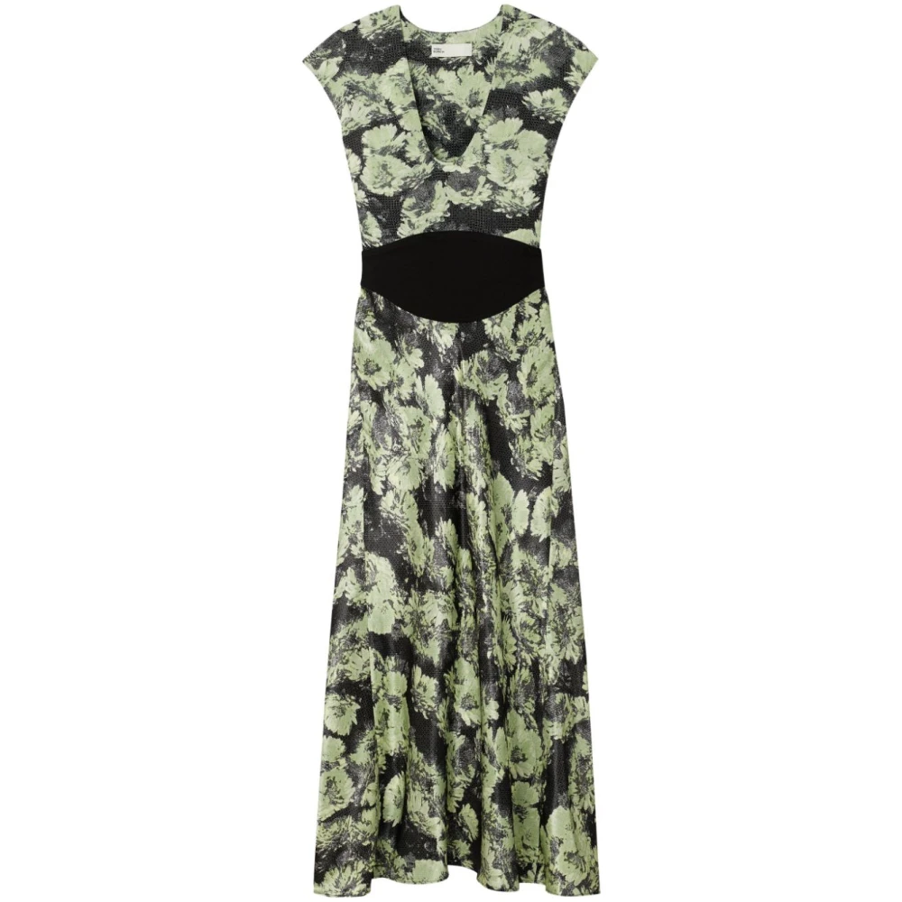 TORY BURCH Groene U-hals Jurk met Kapmouwen Multicolor Dames